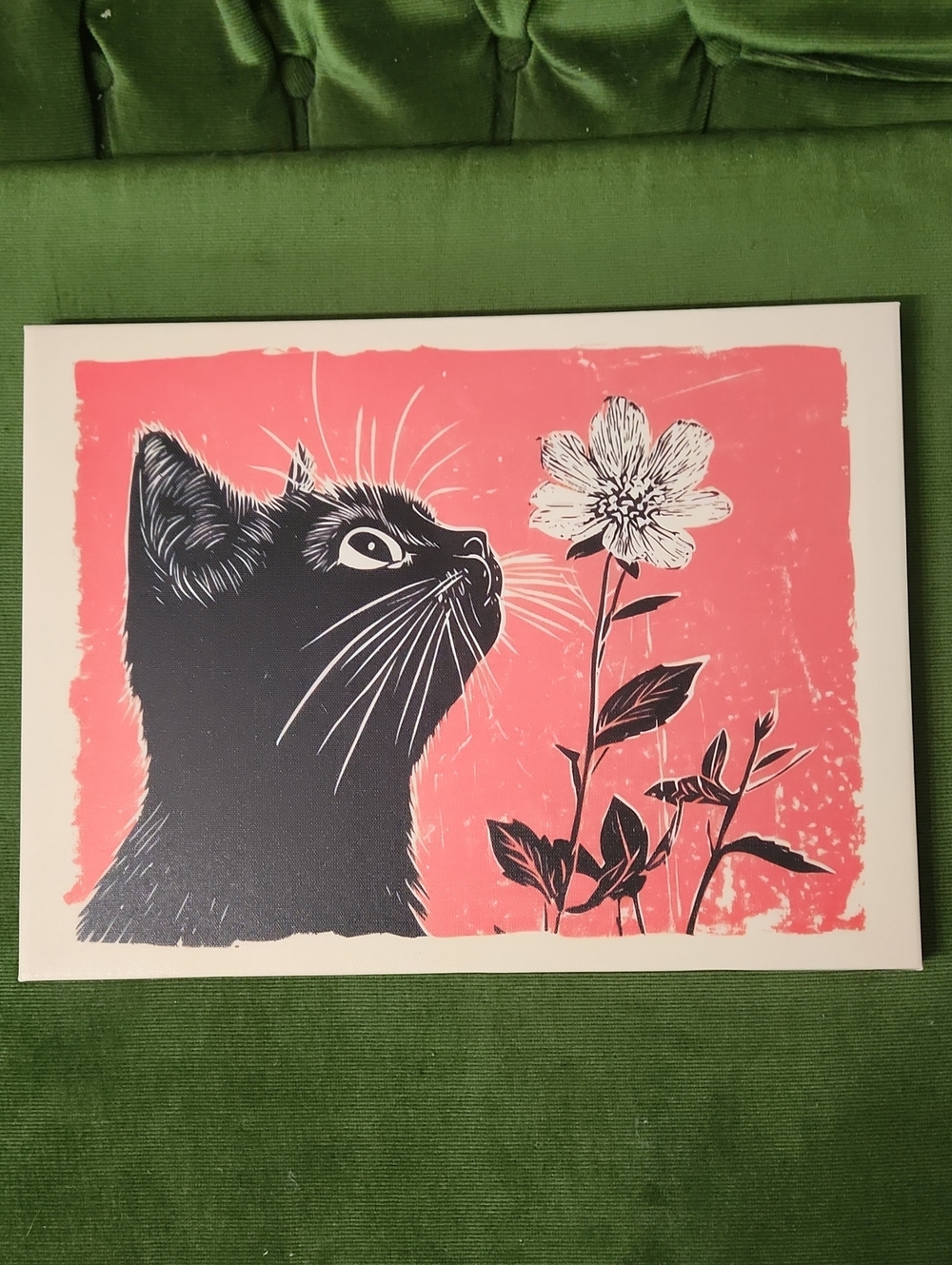Cat Art Canvas Print in Red and Black